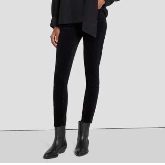7 For All Mankind Velvet High Waist Ankle Skinny Pants Black Size 32 - Picture 1 of 10